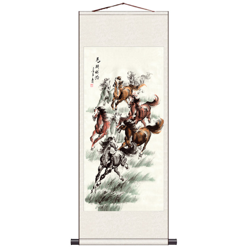 "Ma Dao Cheng Gong" Success Galloping In Silk Scroll Hanging Painting Reproduction Business Gift-03