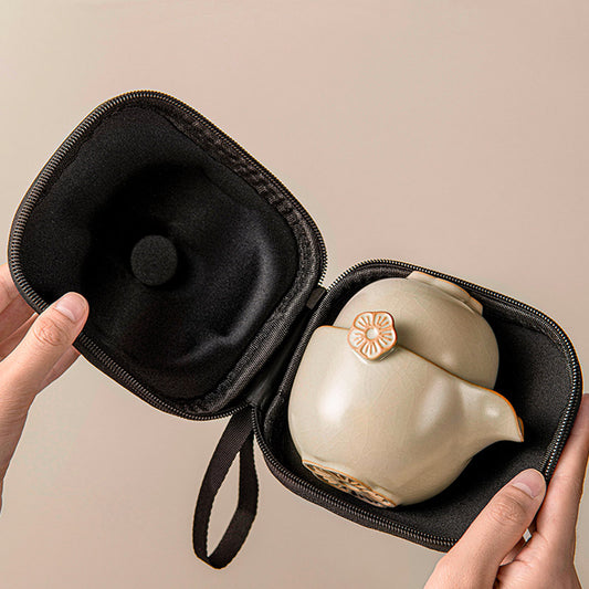 Portable Travel Tea Set - Ru Kiln Ceramic Teacup Set-04