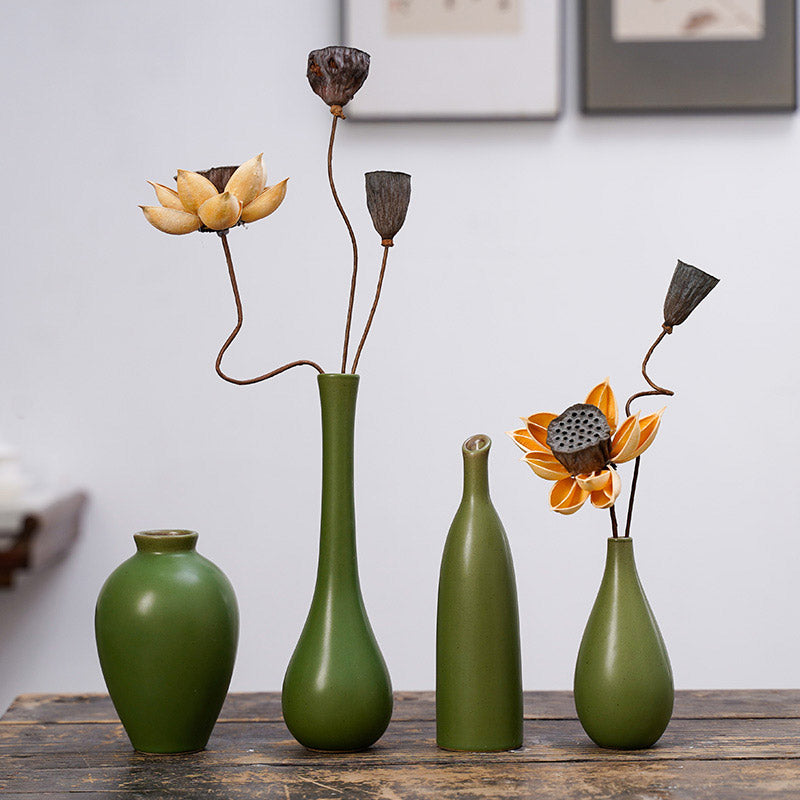Vintage Distressed Ceramic Small Flower Vase Chinese Zen-style Vase Ornaments-03