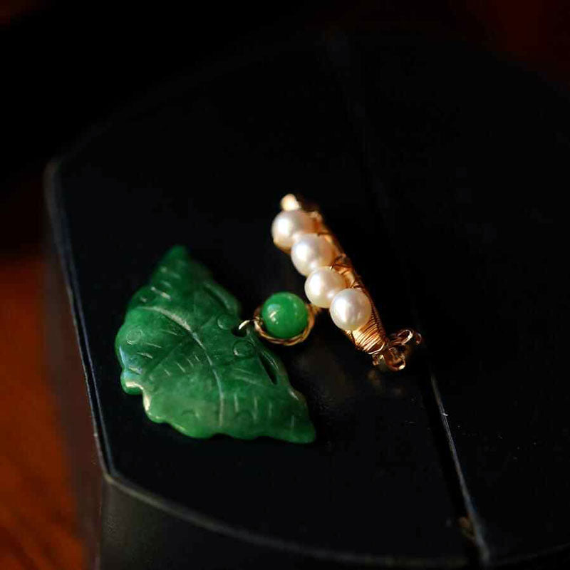 Chinese Green Butterfly Brooch with Freshwater Pearls-03