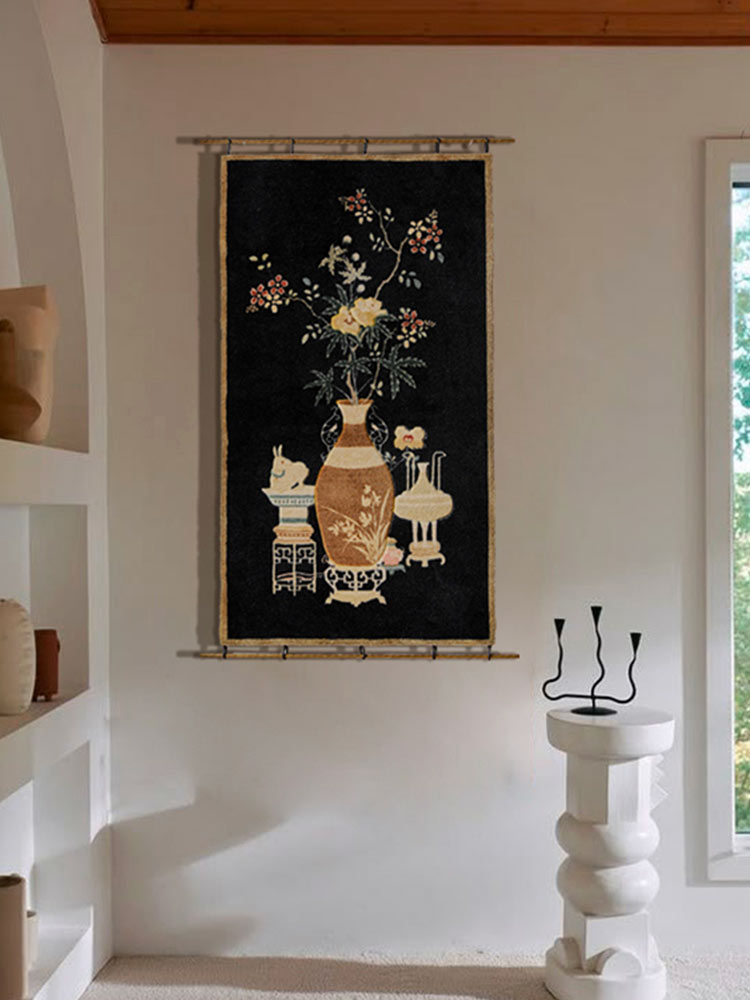 Oriental Classical Vase & Blossom Tapestry Wall Decor-06