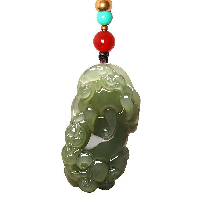 Natural Xinjiang Hetian Jade Green Jade Pixiu「Fortune and Prosperity」Pendant Jade Pendant Necklace Jewelry Gift-03