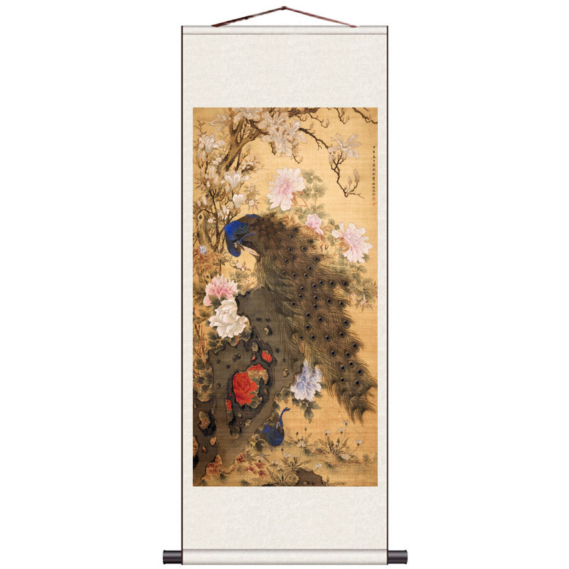 Traditional Chinese Painting Reproduction - Peony Flowers 「Bringing Endless Glory and Wealth」Silk Scroll Hanging Painting-03