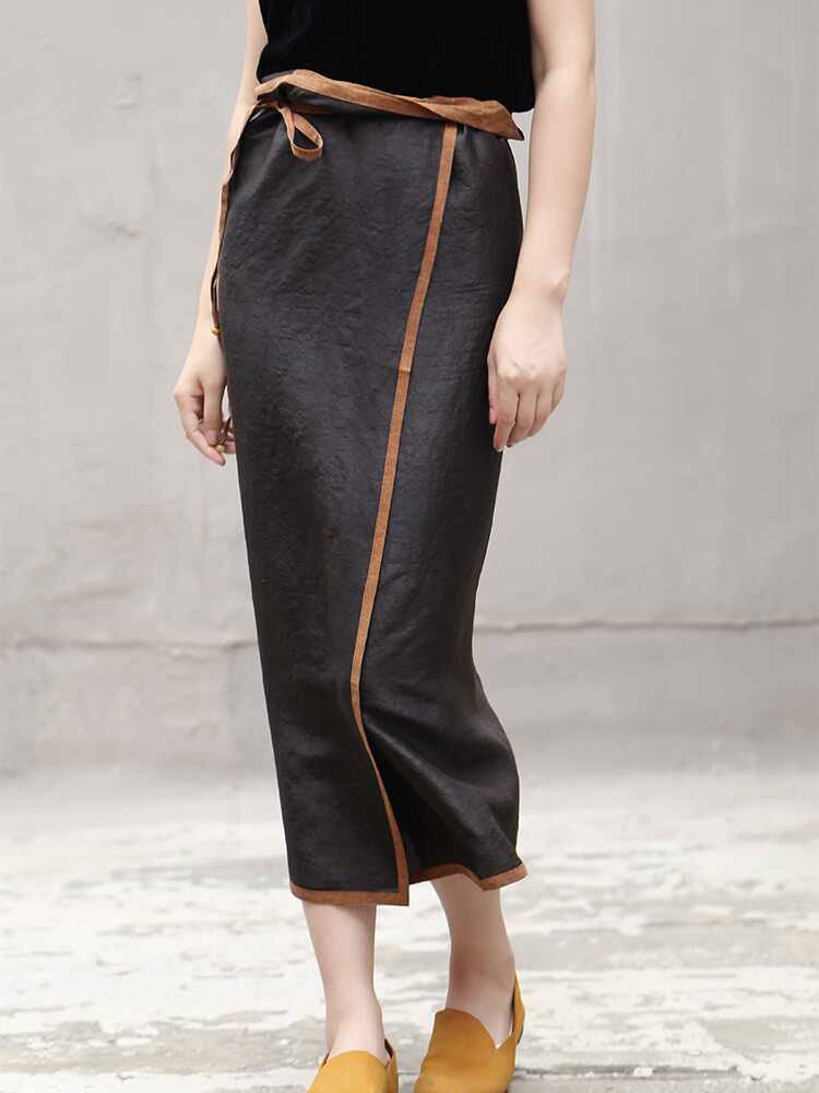 Exclusive Retro Chinese-style Silk Fragrant Cloud Gauze Midi Skirt Mulberry Silk Belted Pencil Skirt-07