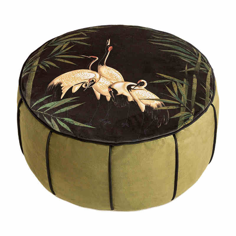 Jade Magnolia at Spring Dawn - Chinese Printed Meditation Pouf Pillow Floor Cushion