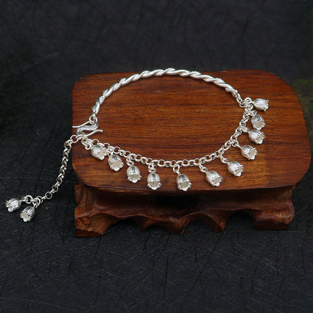 Lily of the Valley Twisted Vine Bracelet in 999 Fine Silver-03