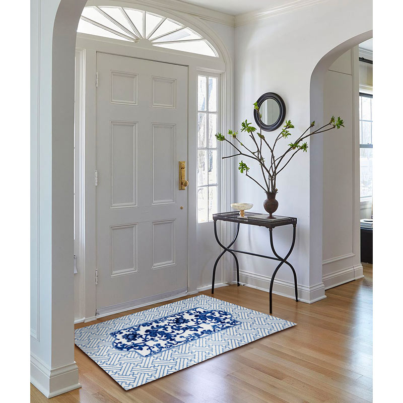 Chinese-inspired Vintage Blue & White Floral Carpet-03