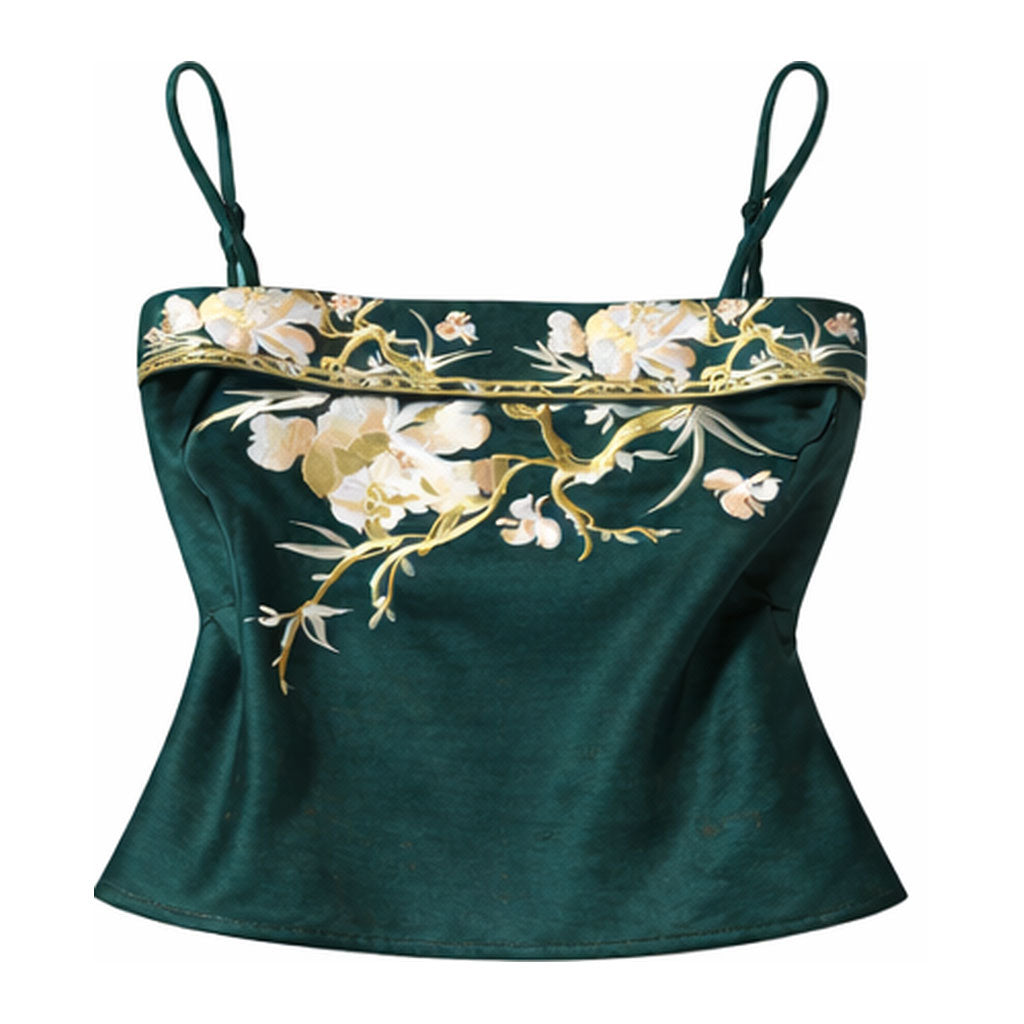 Floral Embroidered Hanfu Camisole - Vintage Chinese Inner Layer Top-04
