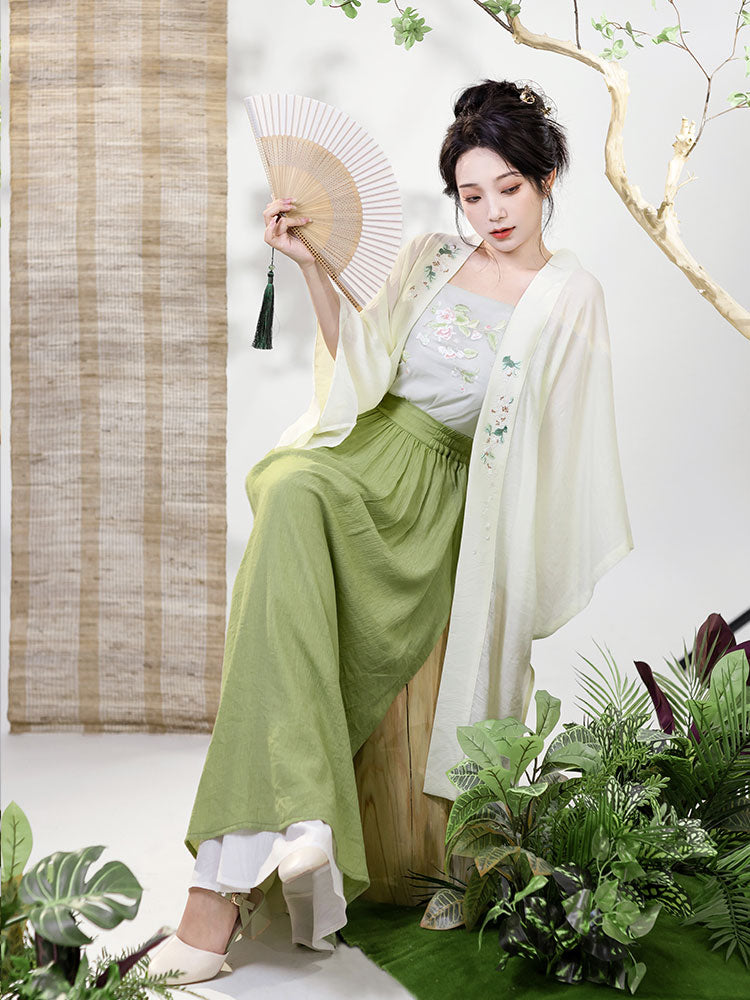 Green Modern Hanfu Dress for Women's Everyday Commute-03