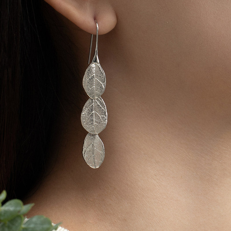 Natural Inspired S925 Sterling Silver Graceful Leaf Earrings-05