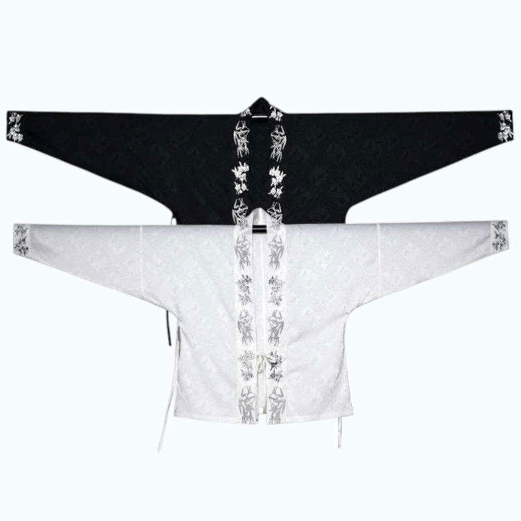 Snow Bamboo Plum Embroidered Song-Style Jiaoling Hanfu Shirt-03