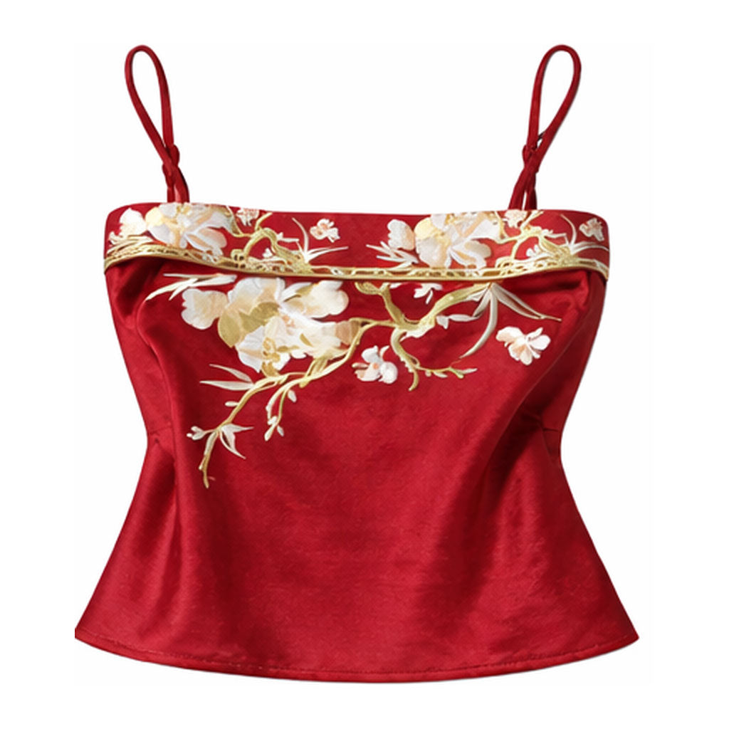Floral Embroidered Hanfu Camisole - Vintage Chinese Inner Layer Top-05