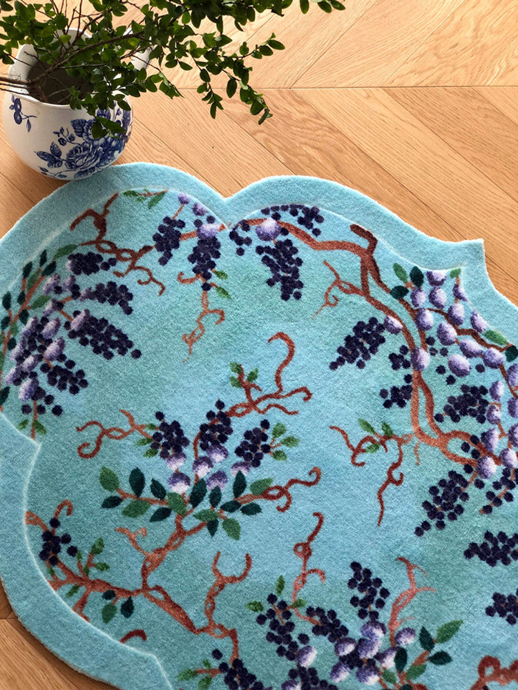 Chinese Traditional Cloisonné "Abundant Harvest" Vintage Grapevine Embroidered Carpet-03