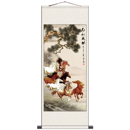 "Ma Dao Cheng Gong" Success Galloping In Silk Scroll Hanging Painting Reproduction Business Gift