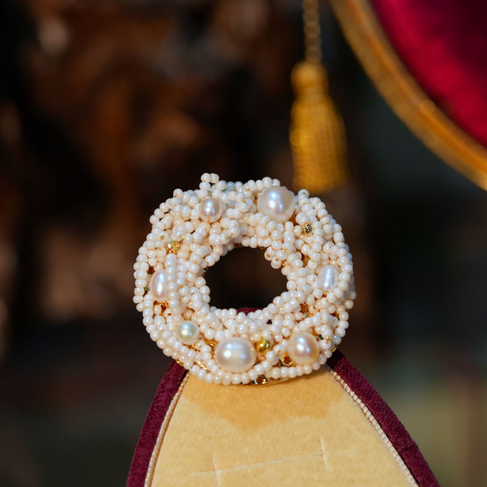 Vintage Pearl Bird’s Nest Brooch with Freshwater Pearls-04