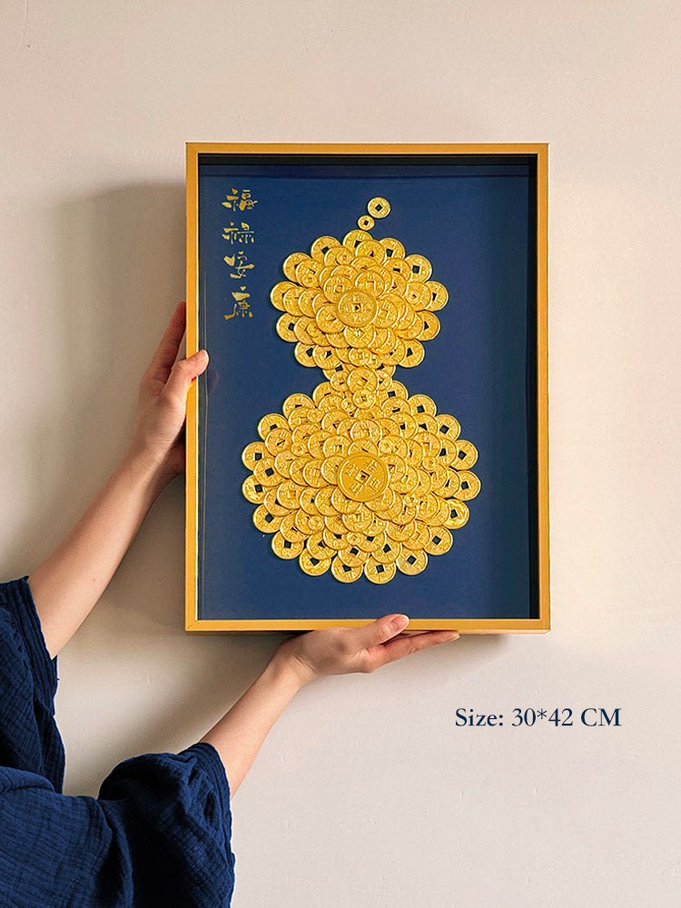 Fortune and Prosperity - Treasure Gourd Coins Decorative Painting, Ideal for Housewarming and Business Gifts-06