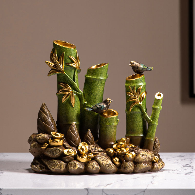 Rising Prosperity - Bamboo Bird Gold Ingot Creative Chinese Feng Shui Ornament-05