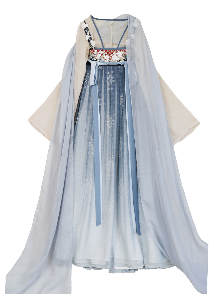 Quietly Awaiting Blossoms - Tang Dynasty Inspired Chest-length Dress Hanfu Skirt Set