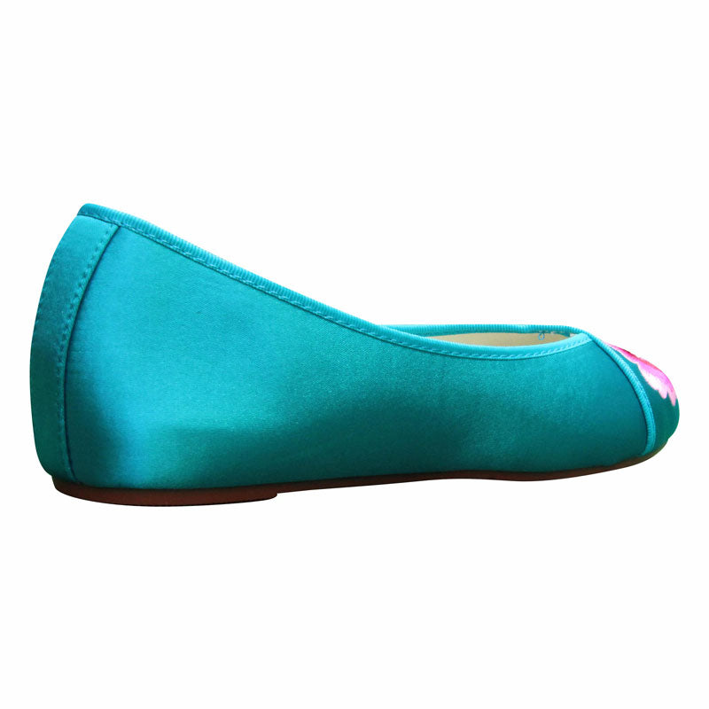 Cockscomb Floral-Embroidered Lake Blue Flats-04