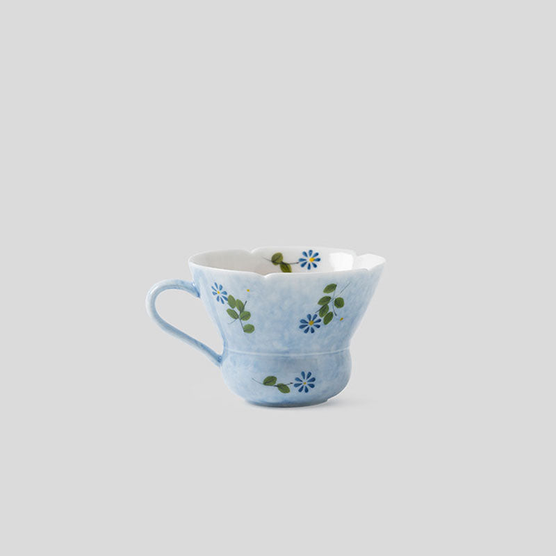 Sky-Blue Daisy Hand-Painted Porcelain Tea Cup-04