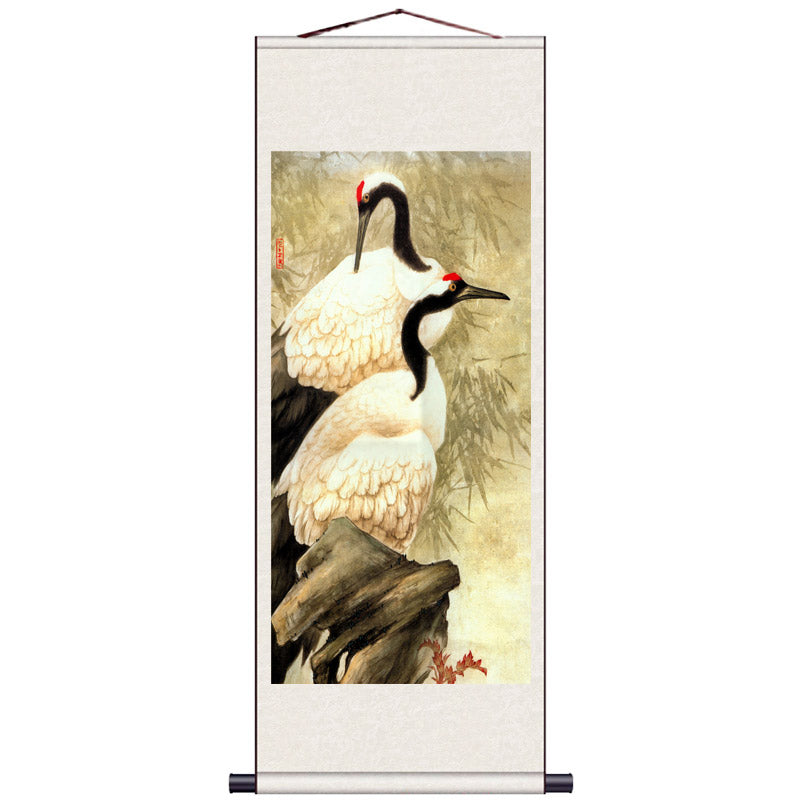 Traditional Chinese Painting Reproduction - Auspicious Crane Silk Scroll Hanging Painting-04