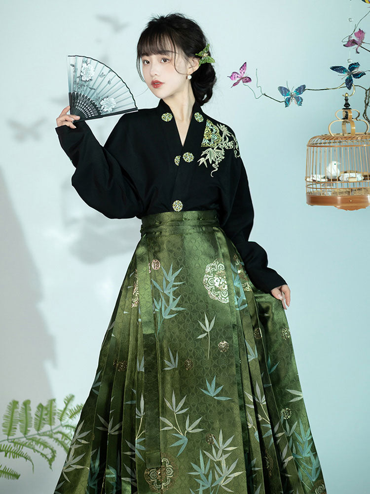 Swaying Bamboo Shadows, Glittering Brilliance, Radiant Beauty - Morden Mamianqun Hanfu Skirt-04