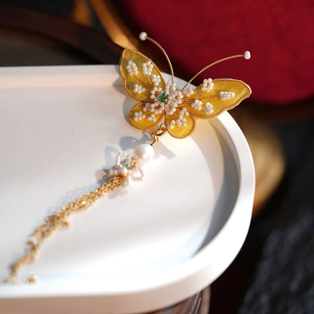 Chinese Ronghua Butterfly Tassel Brooch — Elegant Gift for Her-04