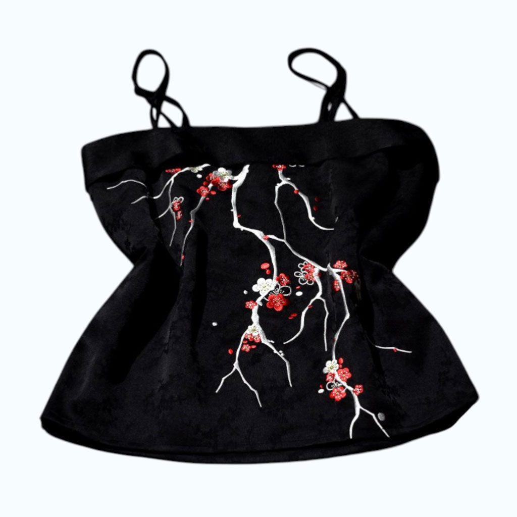 Vintage Plum Blossom Embroidered Camisole - Hanfu Inner Layer Top-05
