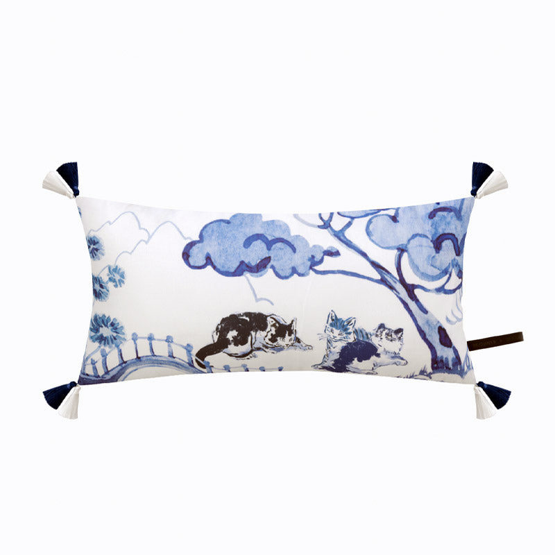 Vintage Classic Blue and White Floral Printed Cushion Series Home Decor Pillow-03
