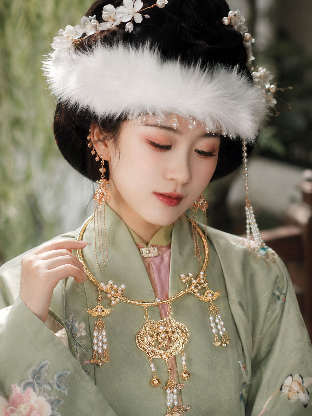 Ming-Style Double Phoenix Ping’an Lock Yingluo Necklace-06