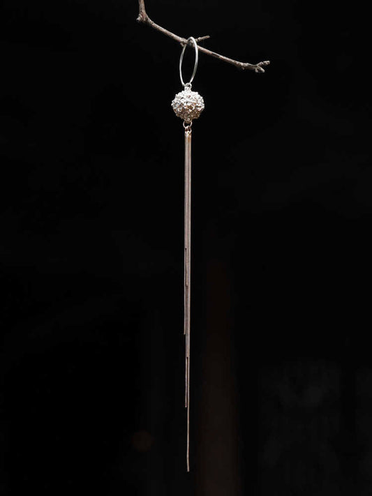 Openwork Blossom Earrings – S930 Handforged Chinese Lantern/XiuQiu Sterling Silver Drops with Tassels-02