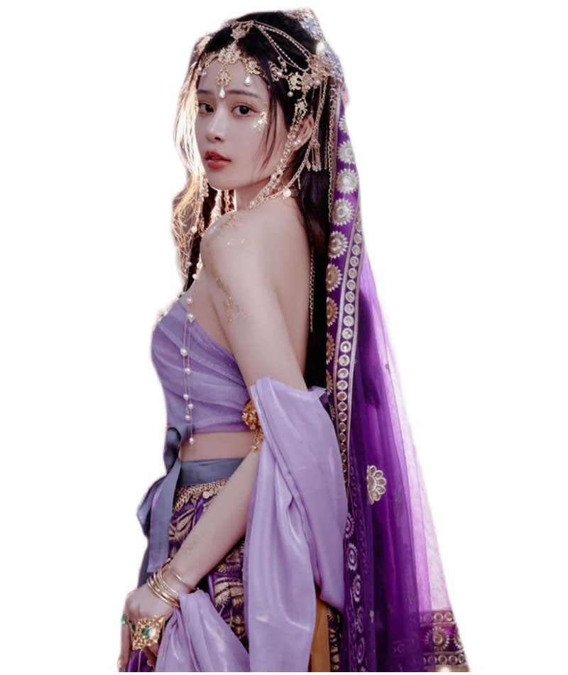 Exotic Style Dunhuang Feitian Western Region Princess Style Purple Shawl and Accessories-04
