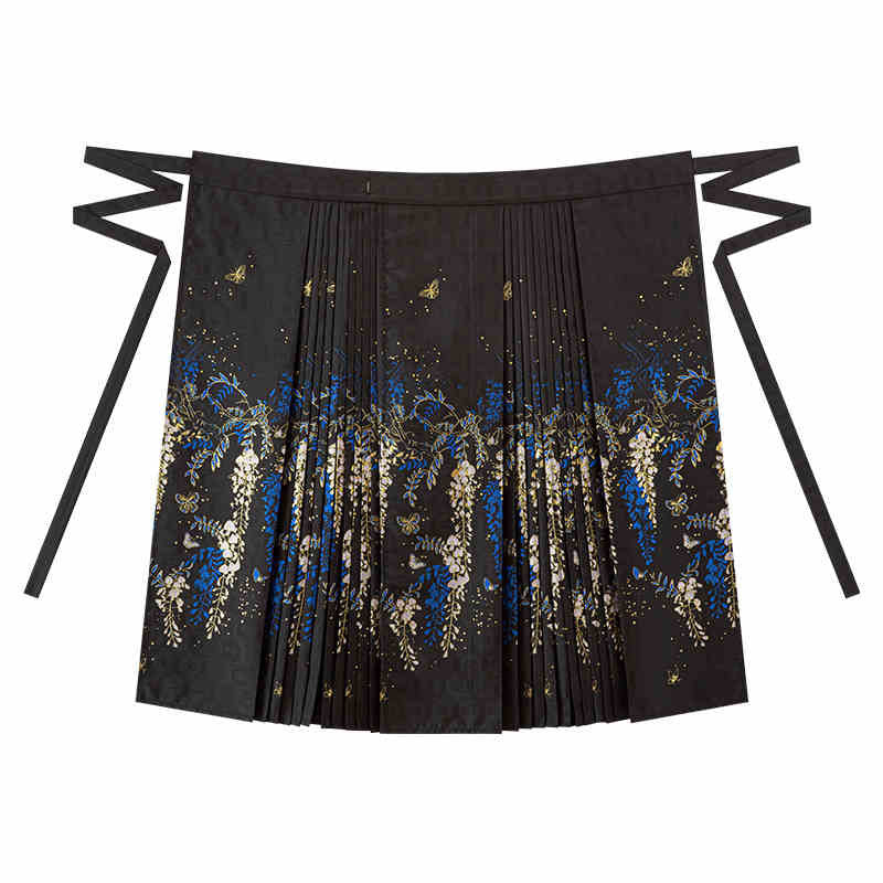 Wisteria Flower Rain Ma Mian Skirt - Modern Style Hanfu Mamianqun Daily Wear for Women-08