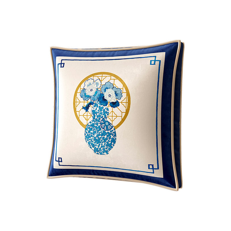 Chinese Classic Luxury Blue and White Cushion Series Double-Sided Printed Square Cushion Pillows Home Decor