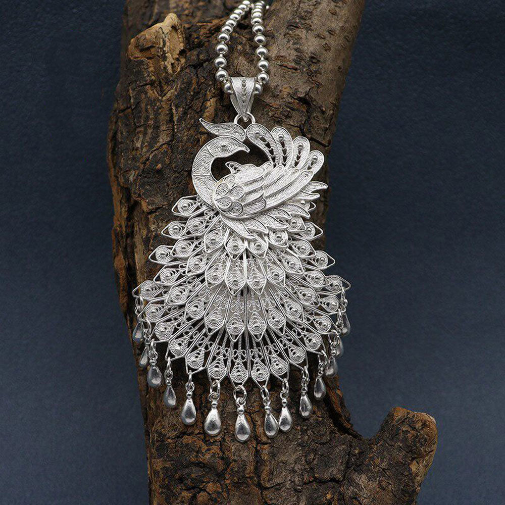 Chinese Heritage Phoenix Filigree Statement Pendant in 999 Fine Silver-03