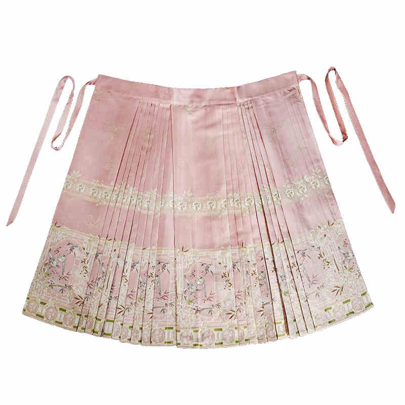 Inspired by Chinese Garden Window Scenes: Eight-Directional Cloud Pattern Woven Gold Mamianqun Skirt-05