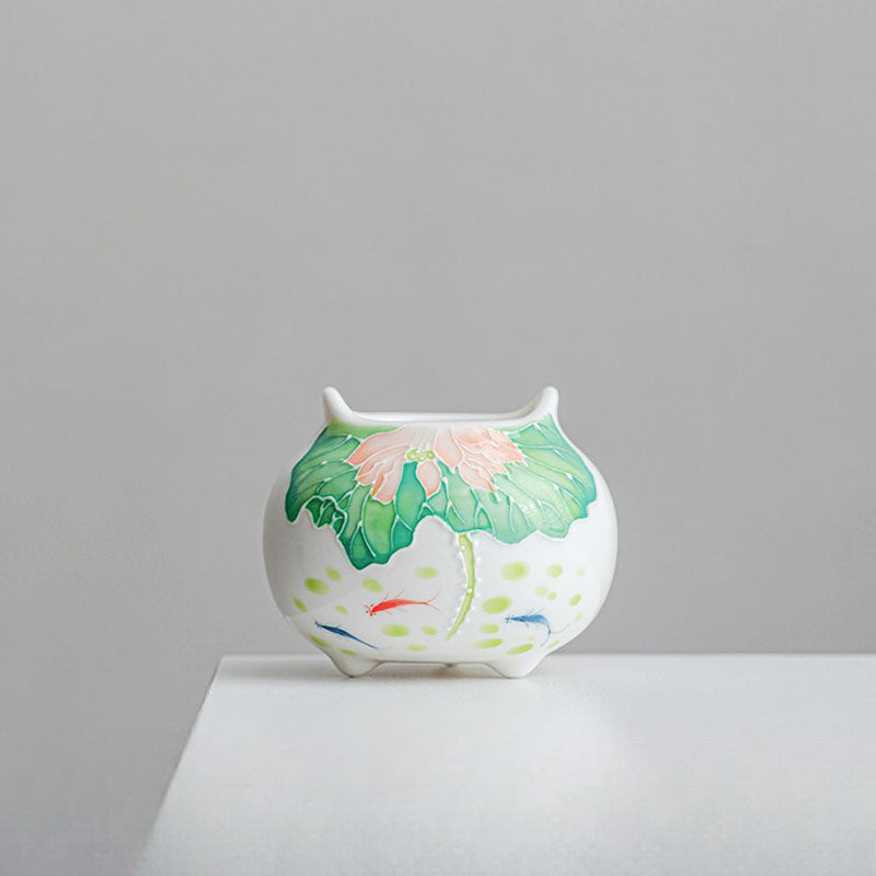 Hand-Painted Koi & Lotus Porcelain Incense Burner (100 ml)-01