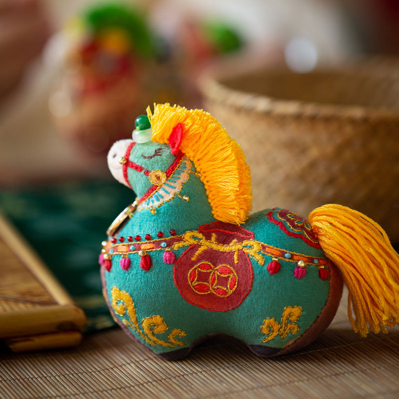 Tang Dynasty Style Horse Embroidery Lucky Amulet Pendant – Handmade DIY Embroidery Kit – Gift-05