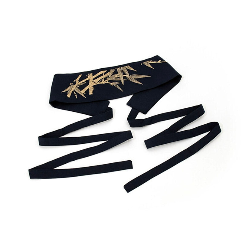 Vintage Chinese Style Bamboo Pattern Embroidery Waist Belt for Women's Dresses-02