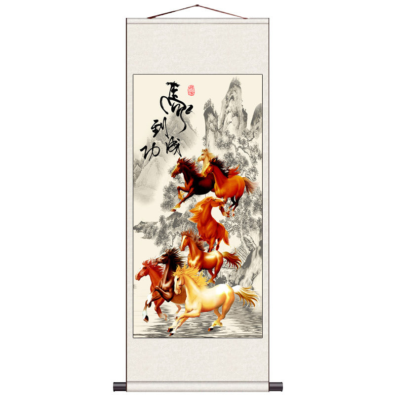 "Ma Dao Cheng Gong" Success Galloping In Silk Scroll Hanging Painting Reproduction Business Gift-07