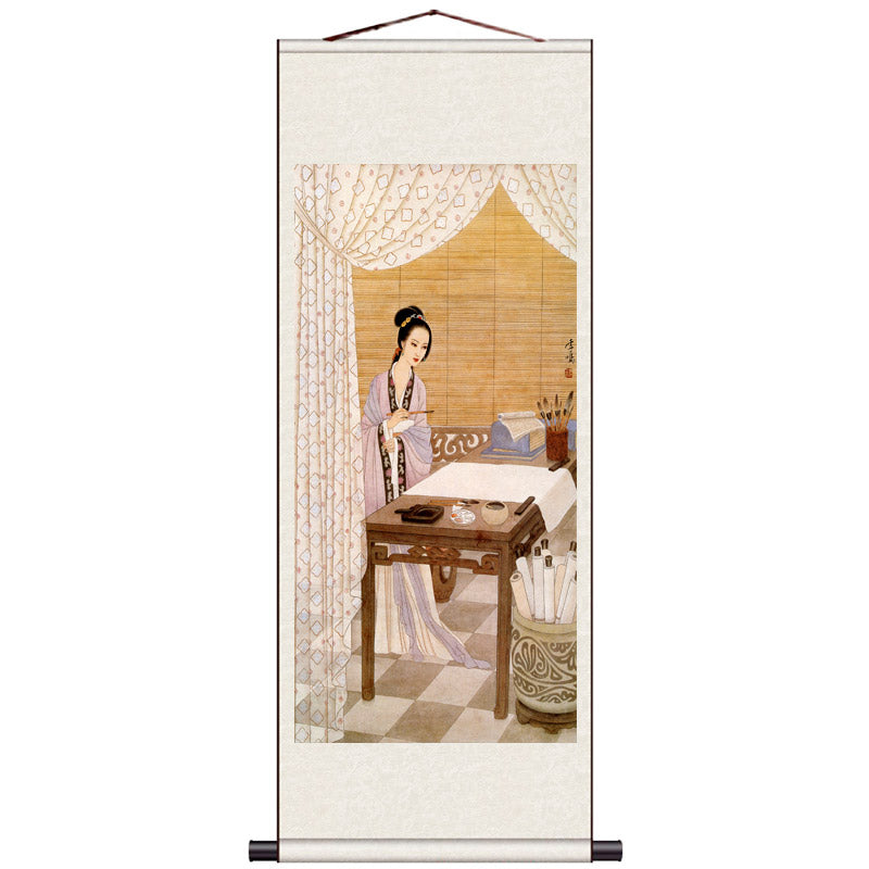 "Depiction of Ancient Court Ladies" - Traditional Chinese Painting Reproduction Classical Silk Scroll Hanging Wall Decor-05