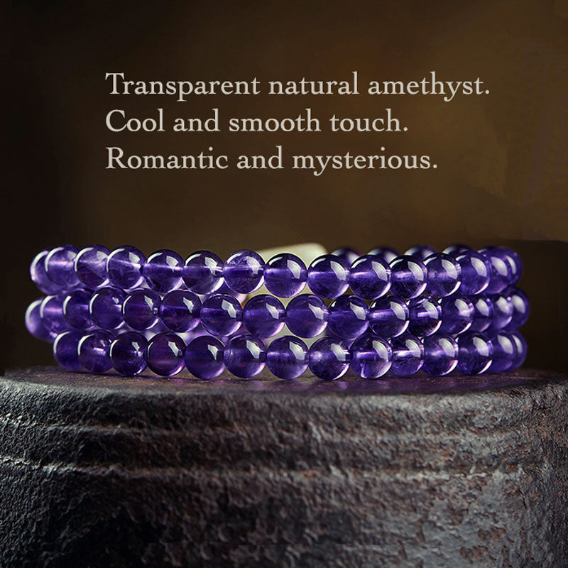 Multi-circle Natural Clear Purple Amethyst Raw Crystal Bracelet with Multiple Gemstones-05
