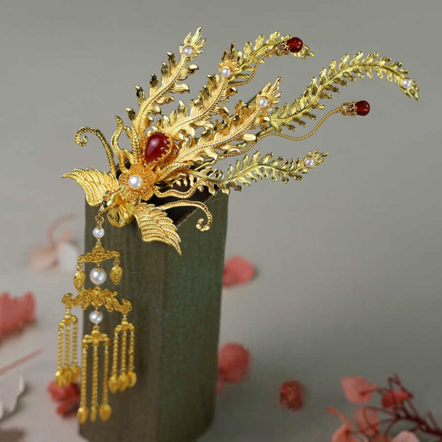 Phoenix Hairpin – Handmade Vintage Gold Chinese Hairpin for Hanfu-07