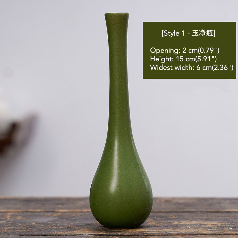 Vintage Distressed Ceramic Small Flower Vase Chinese Zen-style Vase Ornaments-05