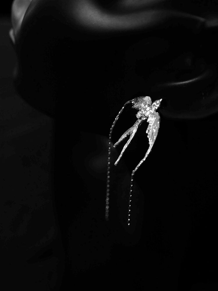 Lucky Swallow – S930 Handforged Chinese Silver Earrings with Tassel Accents-05