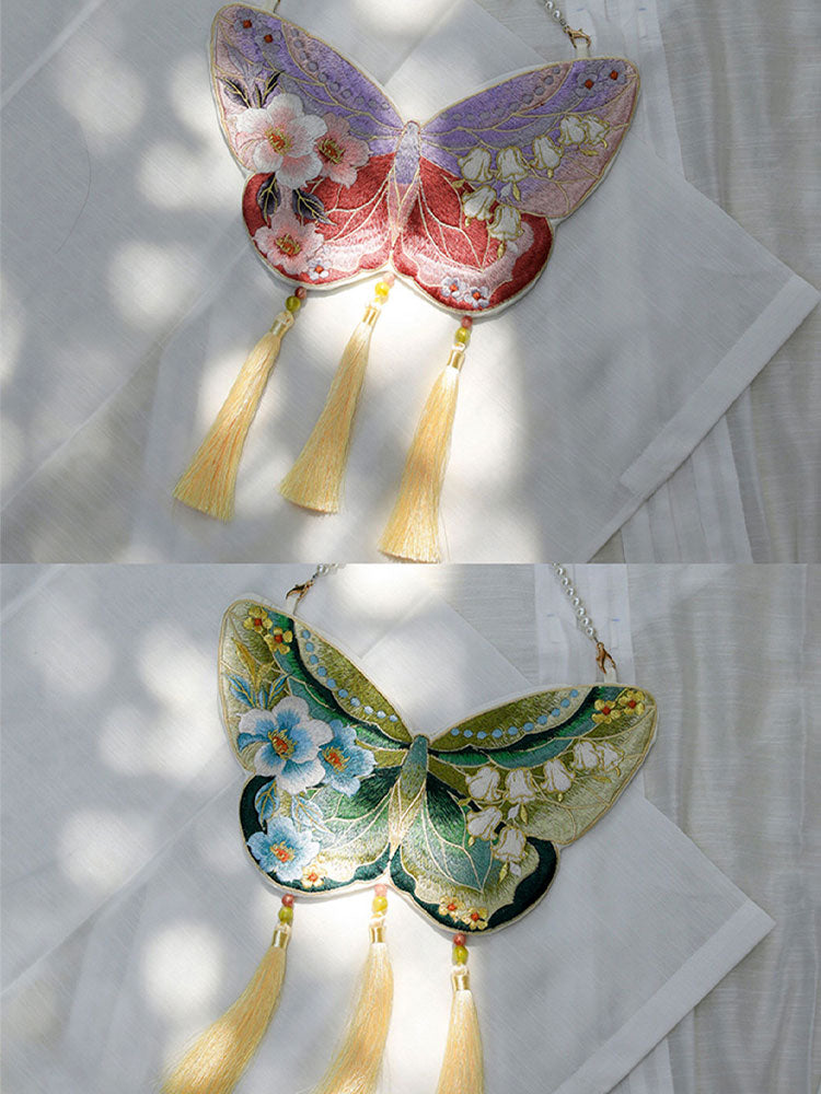 Butterfly & Floral Double-Sided Embroidered Phone Bag with Tassel-05