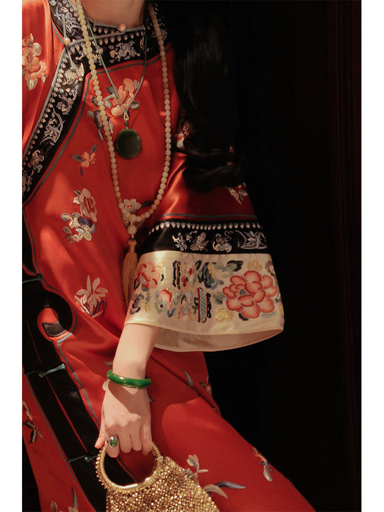 Vintage Red Oversized Sleeves Traditional Han Elements Printed and Embroidered Improved Hanfu Dress-05