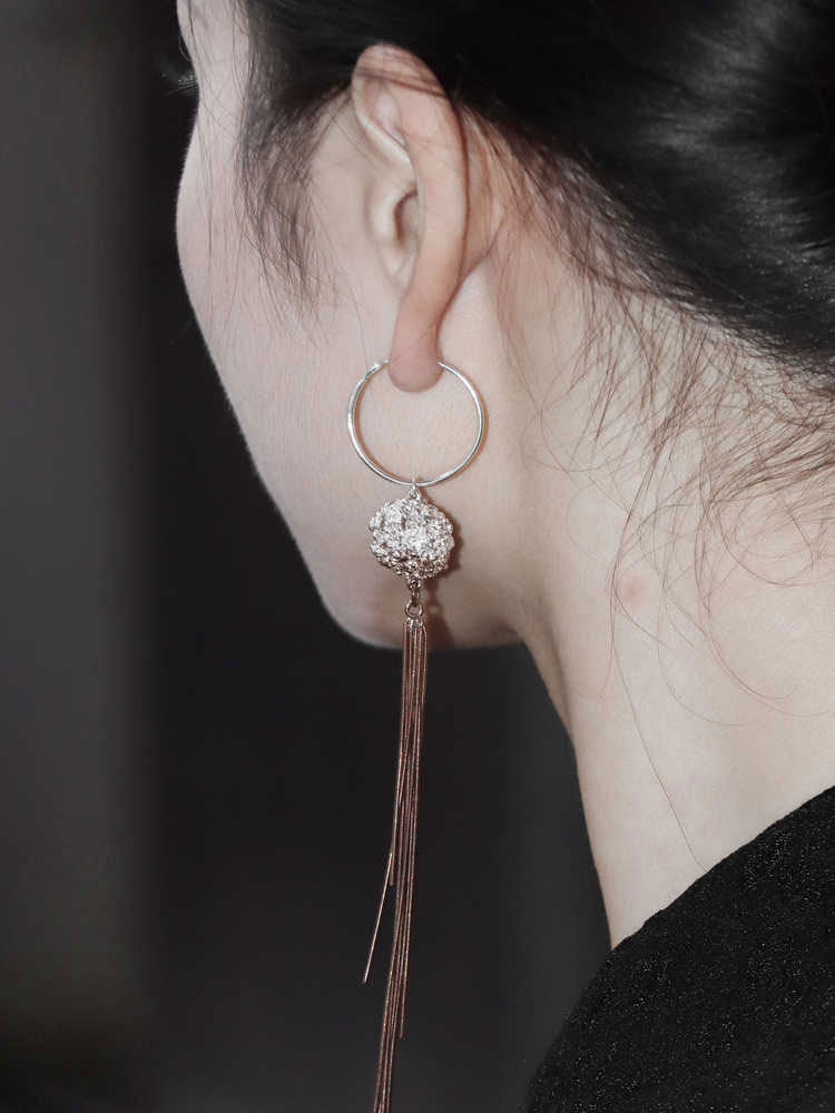 Openwork Blossom Earrings – S930 Handforged Chinese Lantern/XiuQiu Sterling Silver Drops with Tassels-07