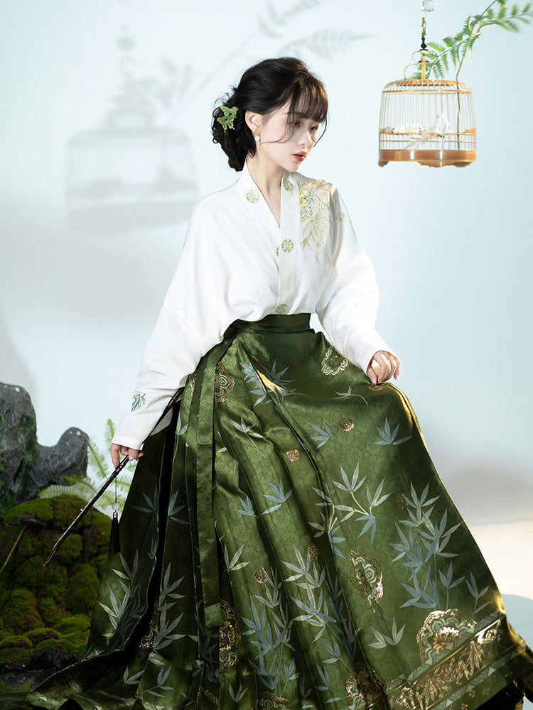 Swaying Bamboo Shadows, Glittering Brilliance, Radiant Beauty - Morden Mamianqun Hanfu Skirt-05