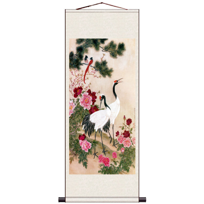 Traditional Chinese Painting Reproduction - Auspicious Crane Silk Scroll Hanging Painting-05